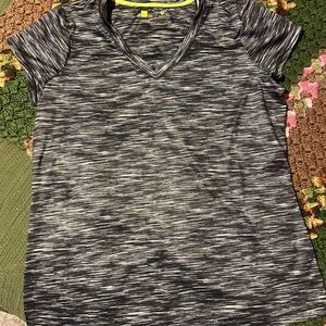 Xersion Black and Gray Short Sleeve V-Neck Tee
